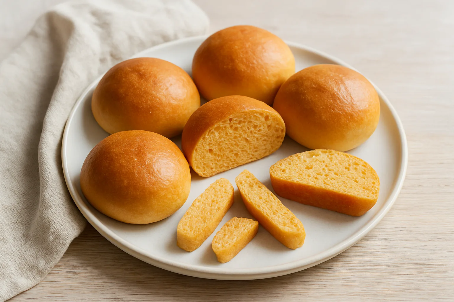 Weiche Baby-Süßkartoffel-Dinkelbrötchen aus dem Ninja Foodi in kindgerechten Stücken