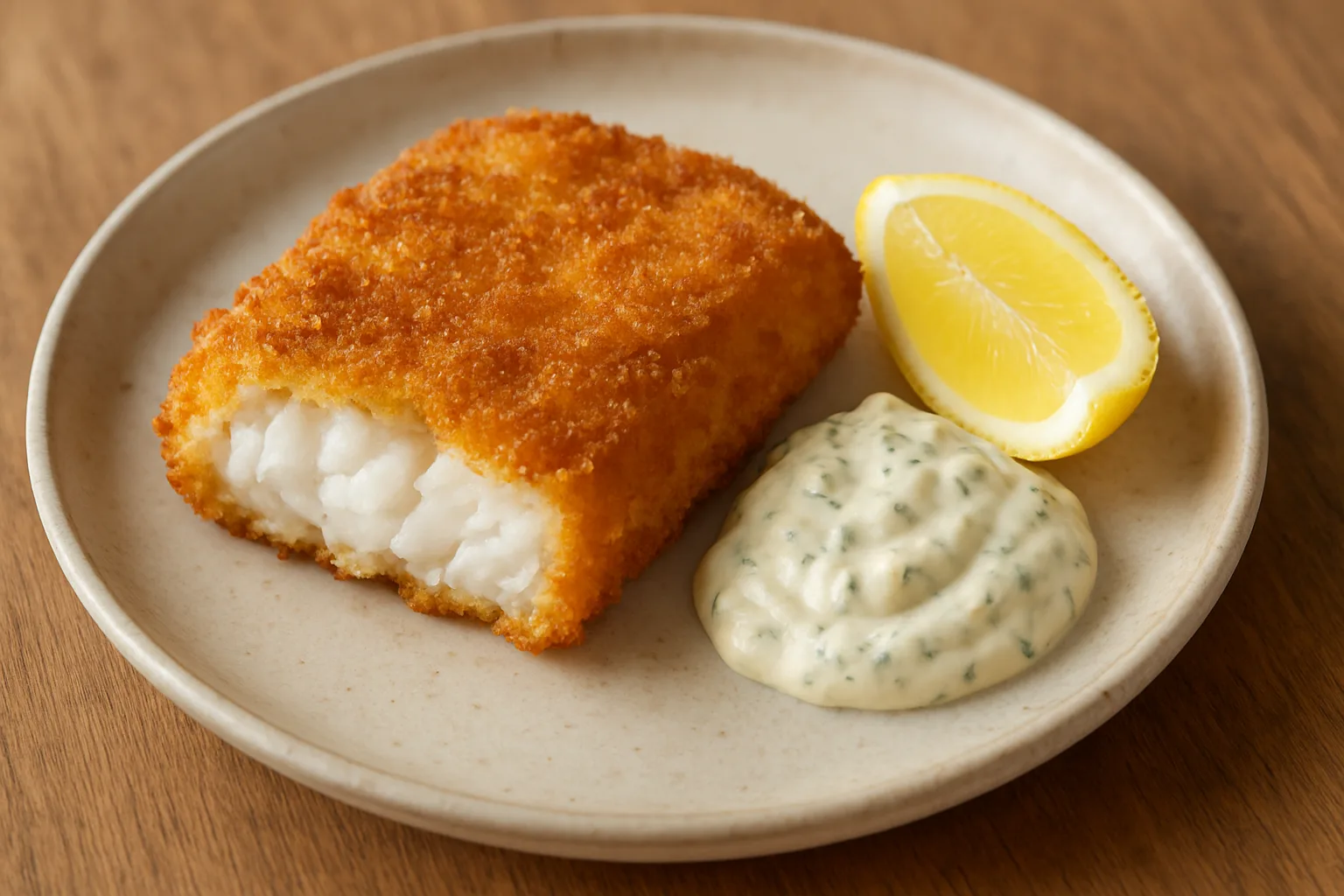 Knuspriger Backfisch mit goldbrauner Panade und Remoulade