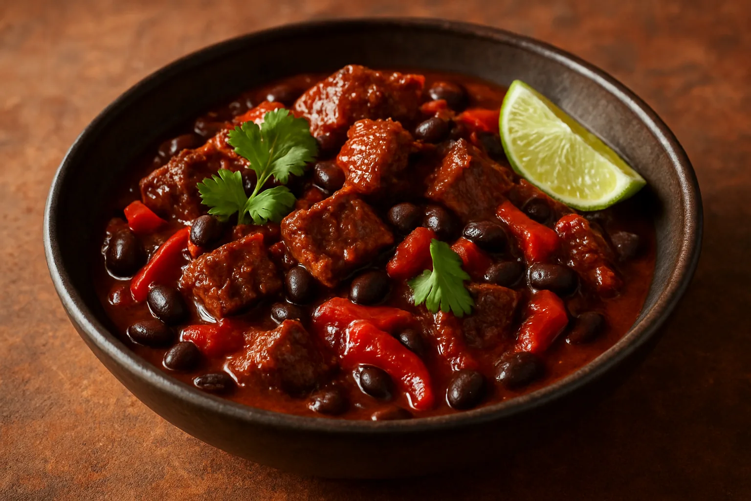 Chipotle-Rind mit schwarzen Bohnen und Paprika aus dem Ninja PossibleCooker
