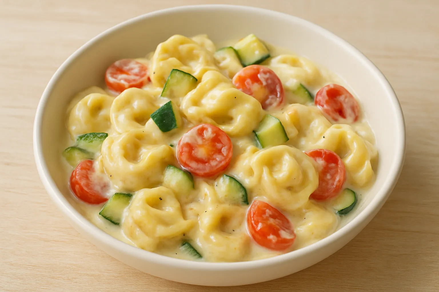 Cremige Gemüse-Tortellini mit Zucchini und Tomaten für Kleinkinder