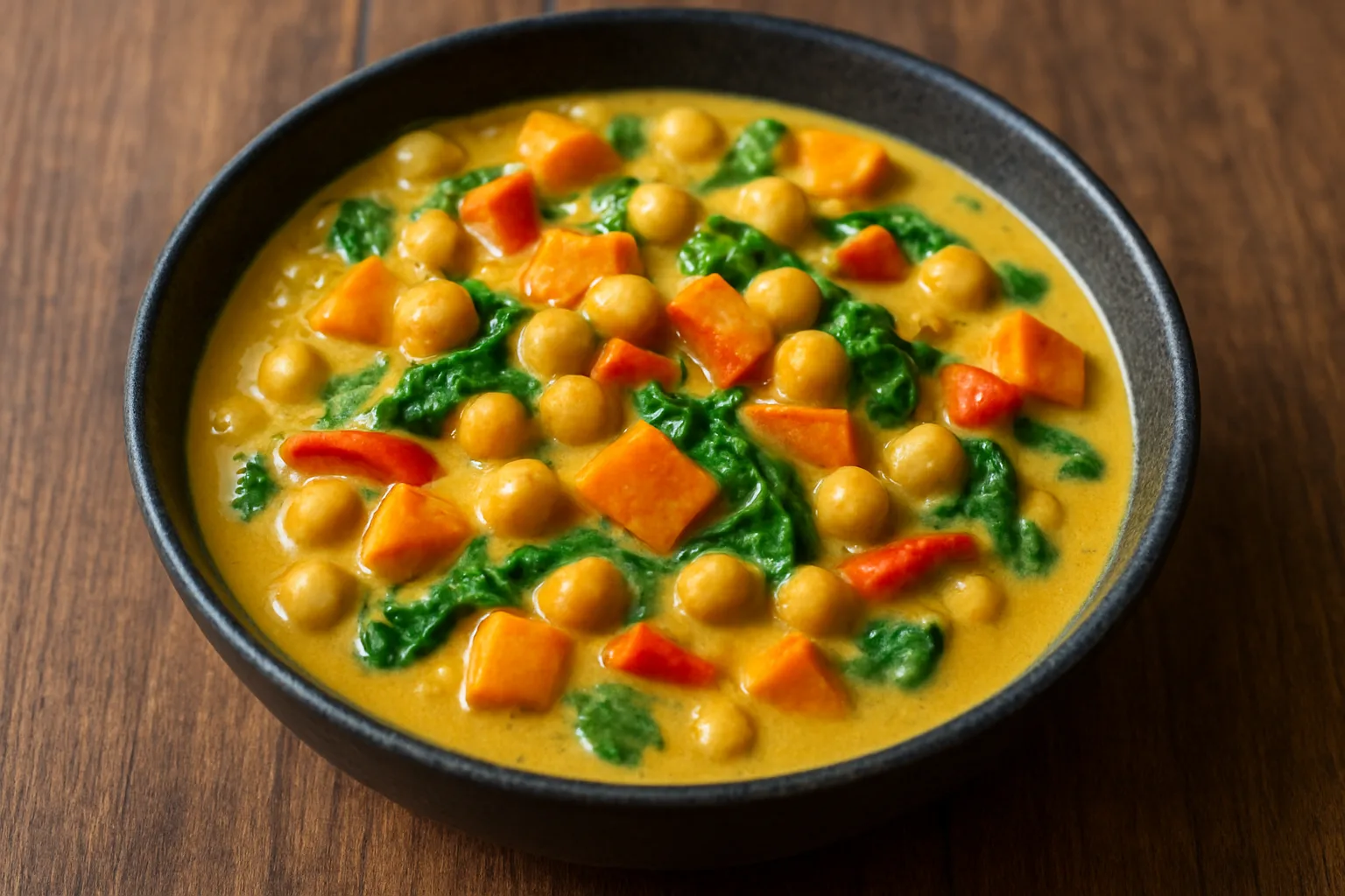 Cremiges Kichererbsen-Curry mit Süßkartoffel und Spinat aus dem Ninja PossibleCooker