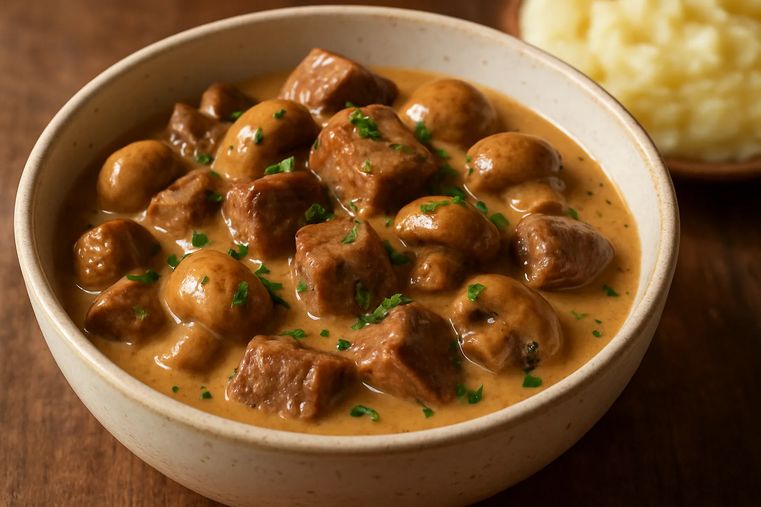 Cremiges Senf-Rind mit Champignons aus dem Ninja PossibleCooker