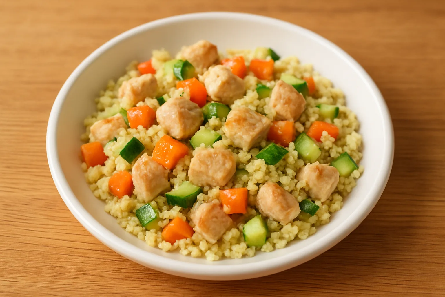 Hähnchen-Gemüse-Couscous mit Möhre und Zucchini für Kleinkinder