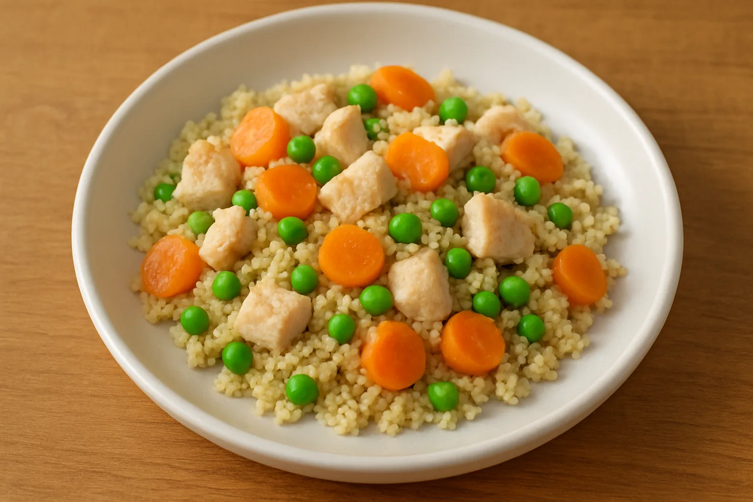 Hähnchen-Möhren-Couscous mit Erbsen für Kleinkinder