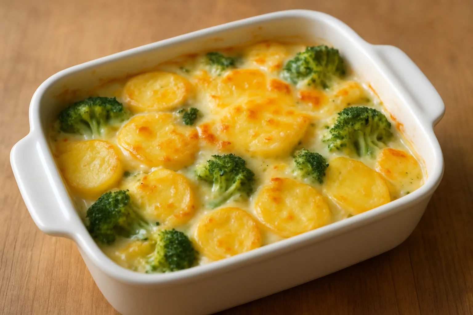 Kartoffel-Brokkoli-Auflauf mit mildem Käse für Kleinkinder