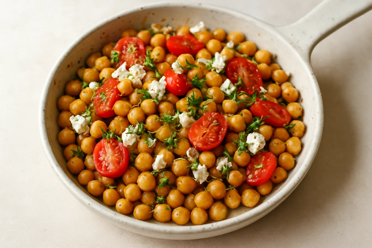 Kichererbsen-Feta-Pfanne mit Tomaten