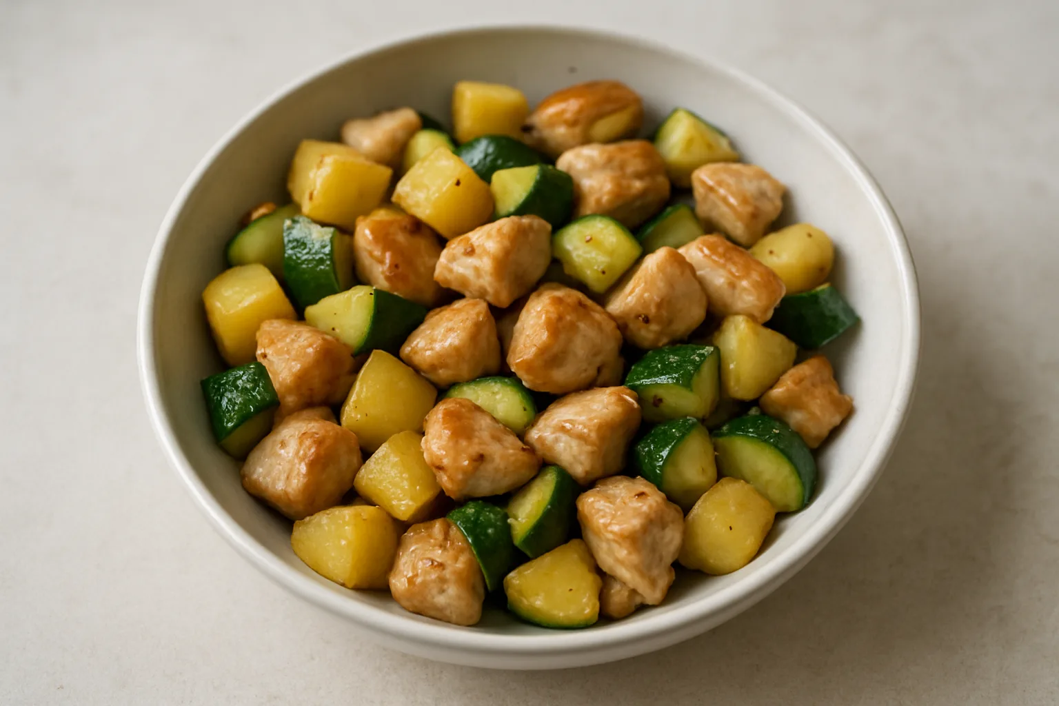 Kleine Puten-Kartoffel-Pfanne mit Zucchini