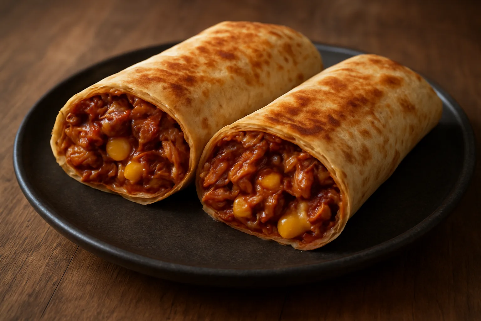 Knusprige BBQ-Hähnchen-Wraps mit Mais und Käse aus dem Ninja Crispi