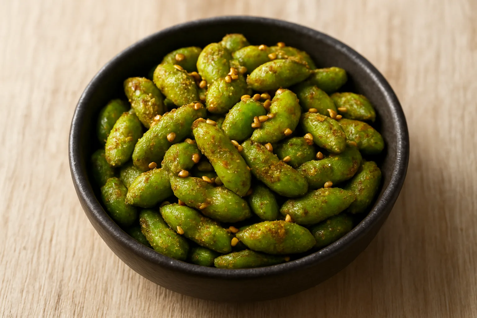 Geröstete Edamame mit Sesam und Paprikagewürz