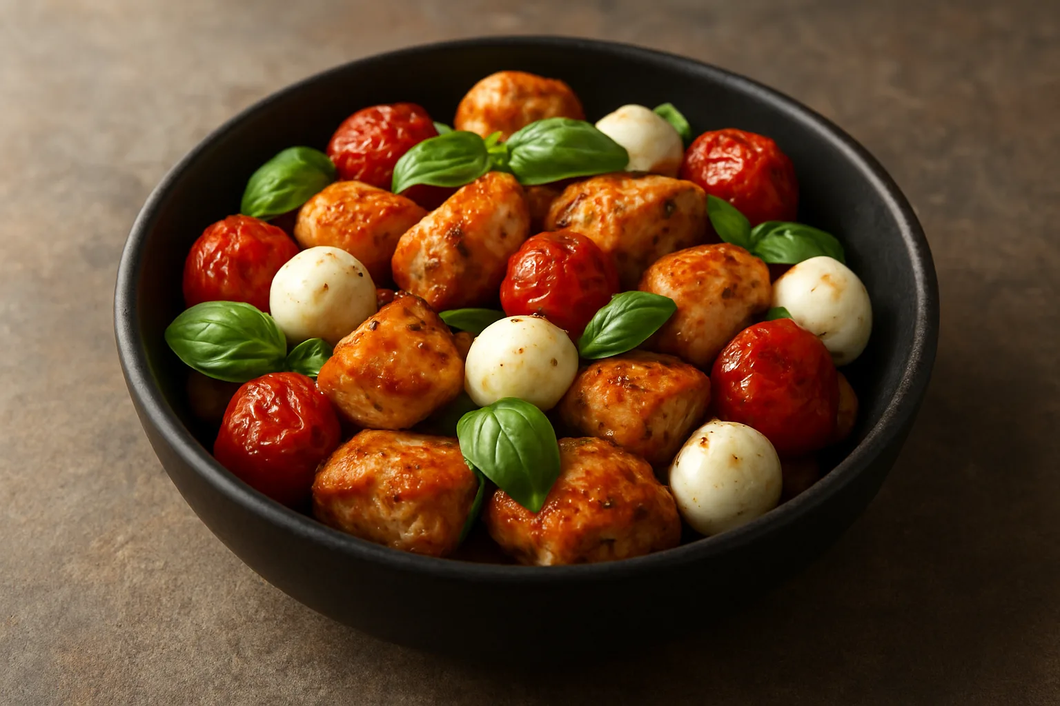 Hähnchen-Caprese-Bites mit Tomaten und Mozzarella aus dem Ninja Crispi