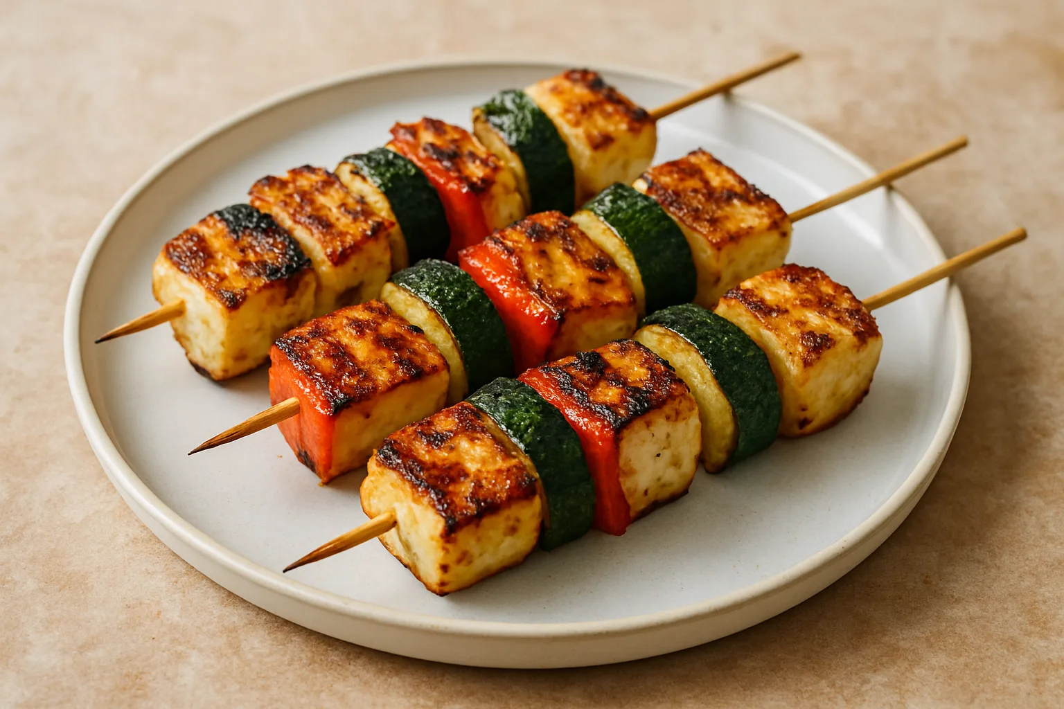 Knusprige Halloumi-Gemüse-Spieße aus dem Airfryer