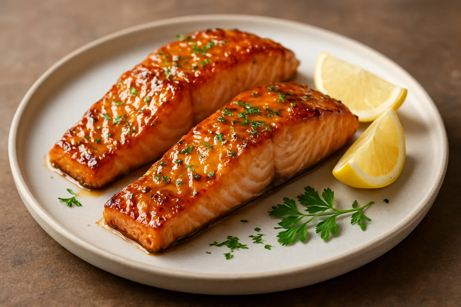 Saftiger Lachs mit goldener Honig-Senf-Glasur aus dem Ninja Crispi mit Dill und Zitrone