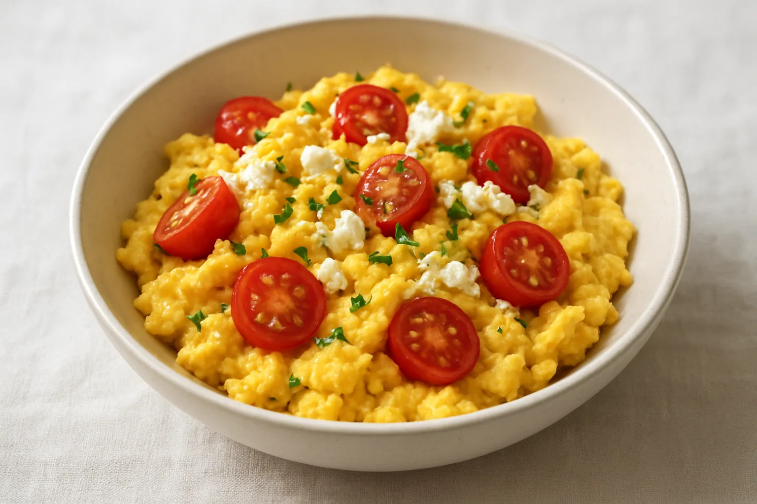 Mediterranes Rührei mit Feta und Kirschtomaten