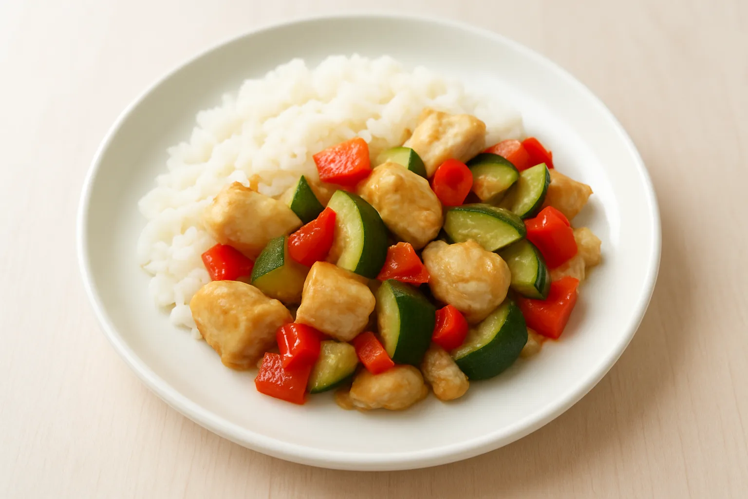 Hähnchen-Gemüse-Pfanne mit Reis für Kleinkinder