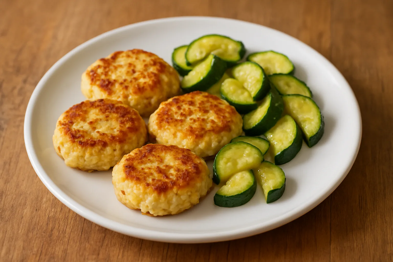 Weiche Hähnchen-Kartoffel-Taler mit Zucchini für Kleinkinder ab 12 Monaten