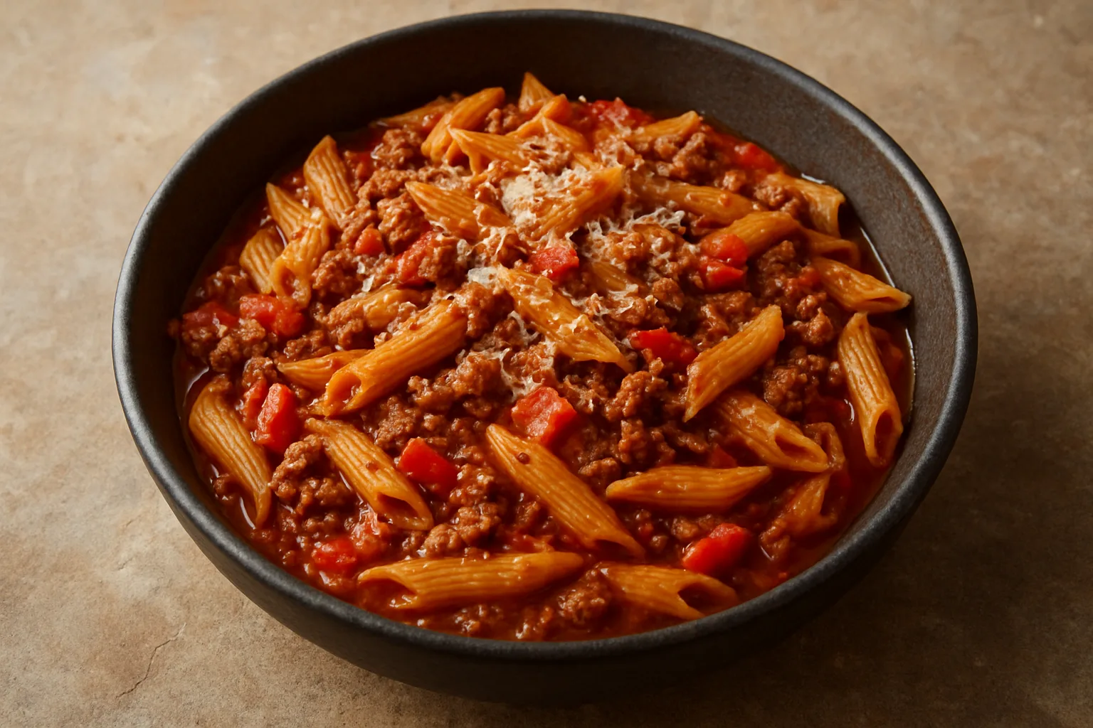 One-Pot Rinderhack-Pasta mit Tomaten und Paprika aus dem Ninja PossibleCooker