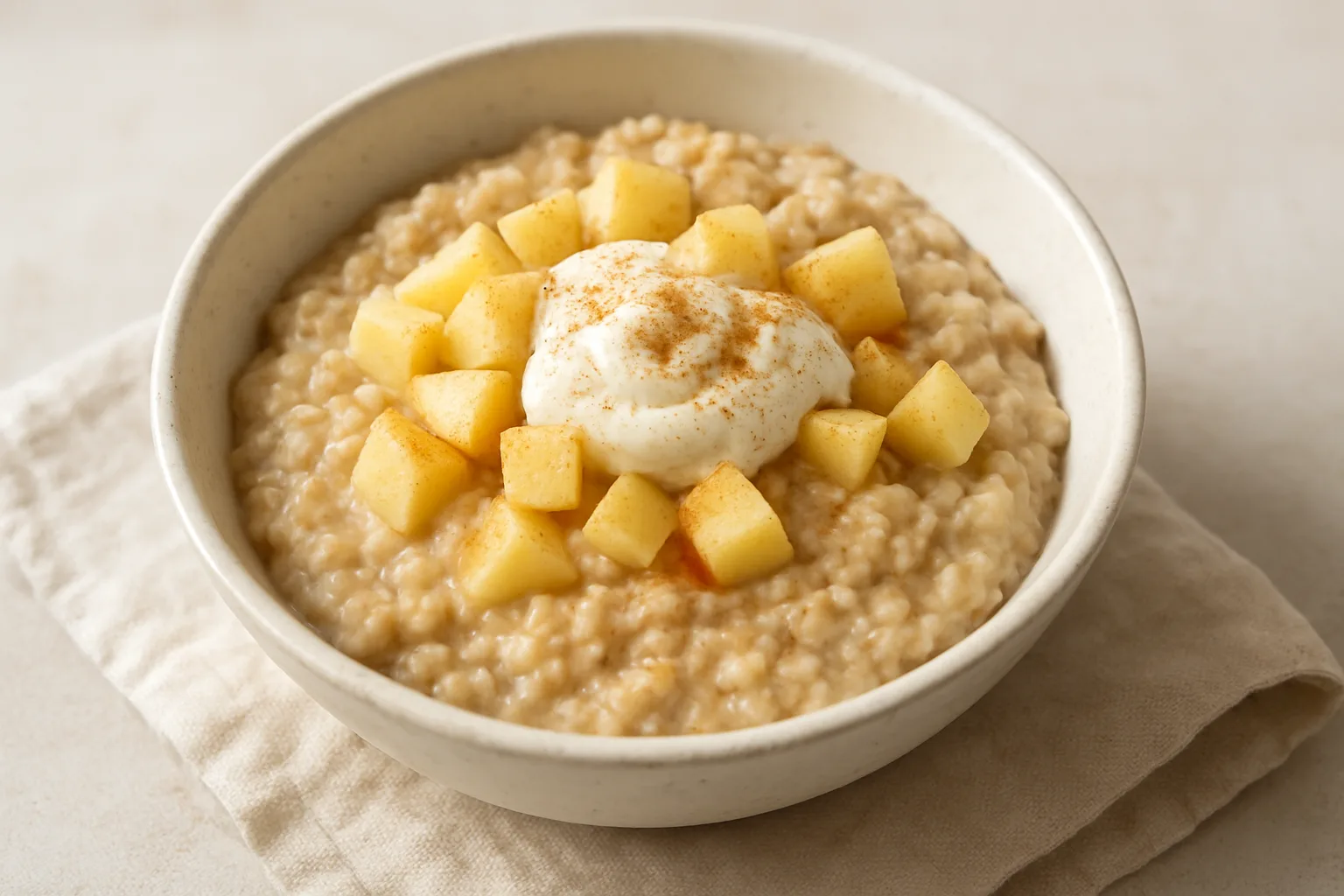 Protein-Porridge mit Skyr und weichem Apfel