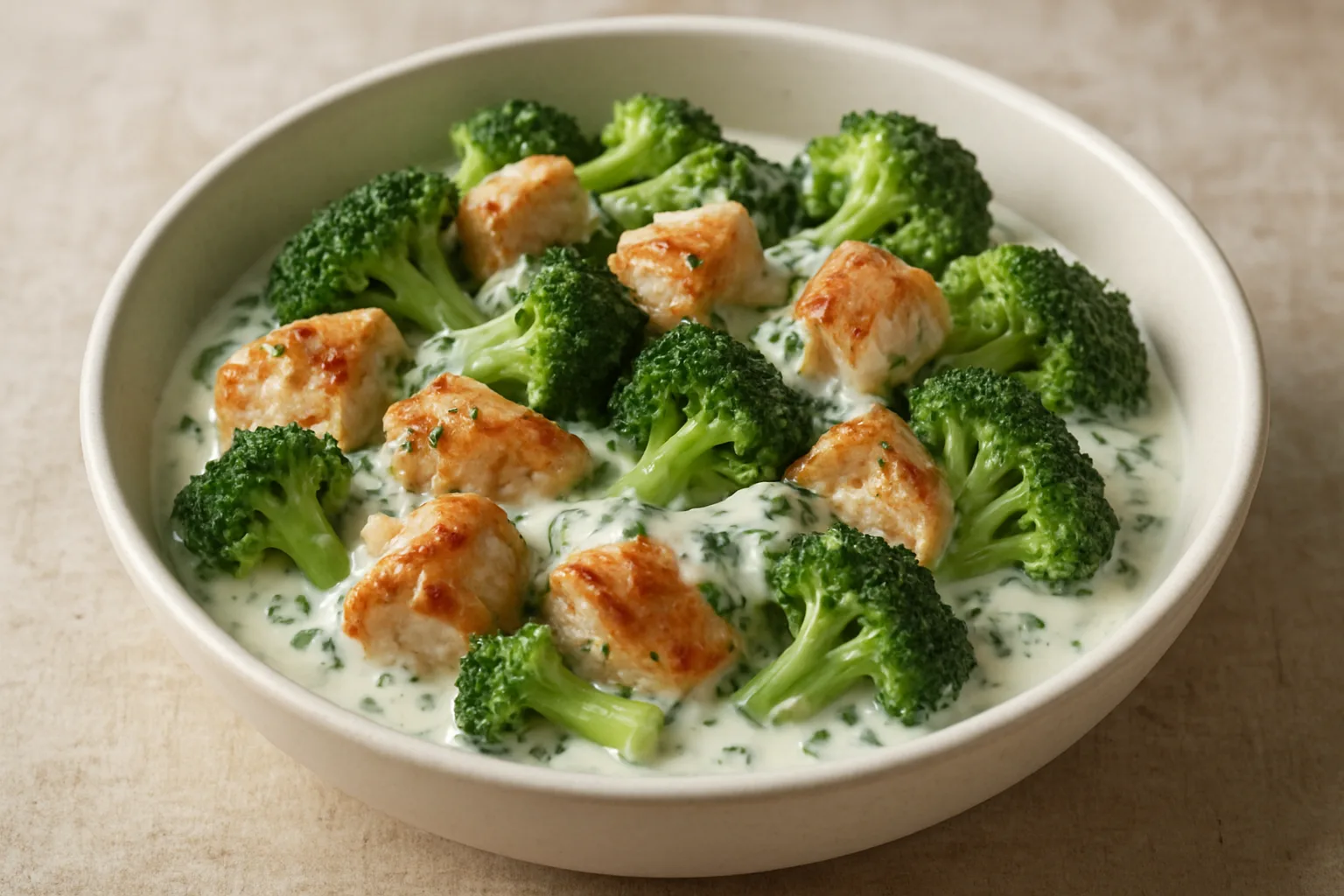 Proteinreiche Hähnchen-Brokkoli-Pfanne mit Skyr-Sauce