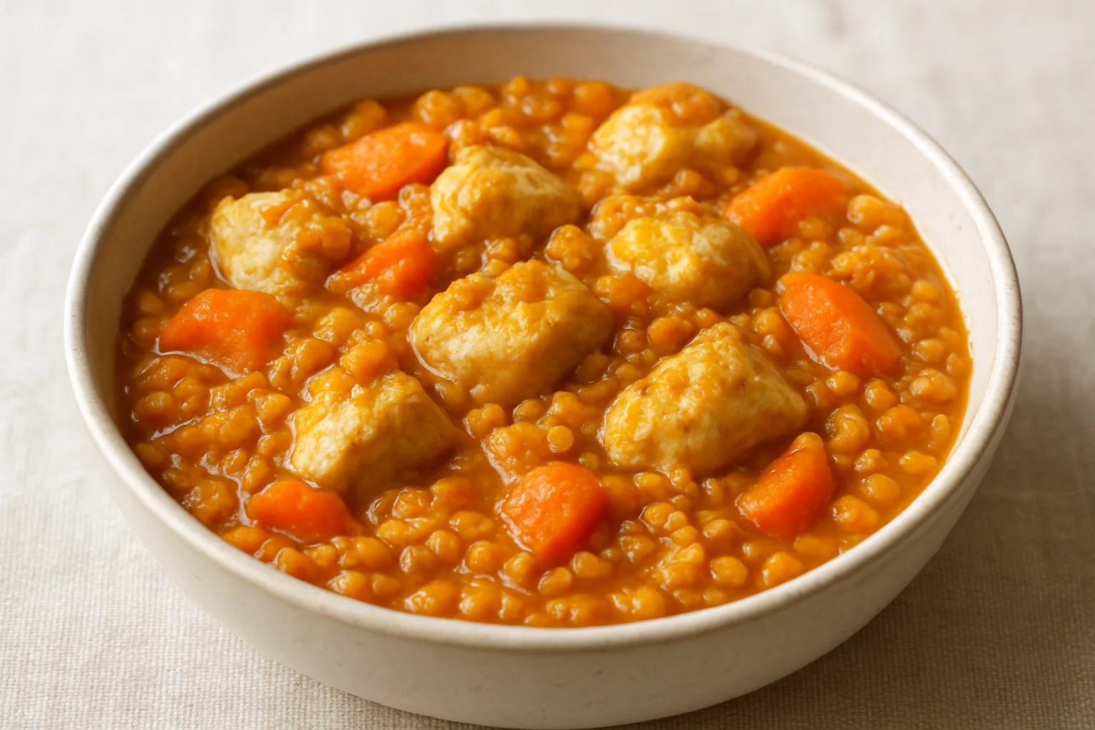 Proteinreiche Hähnchen-Linsen-Pfanne mit Möhren