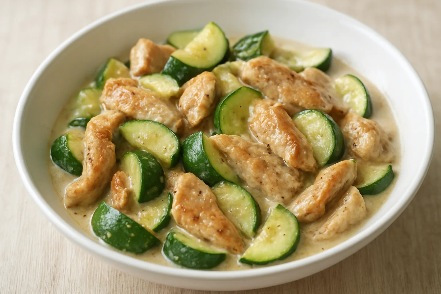 Proteinreiche Puten-Zucchini-Pfanne mit cremiger Sauce