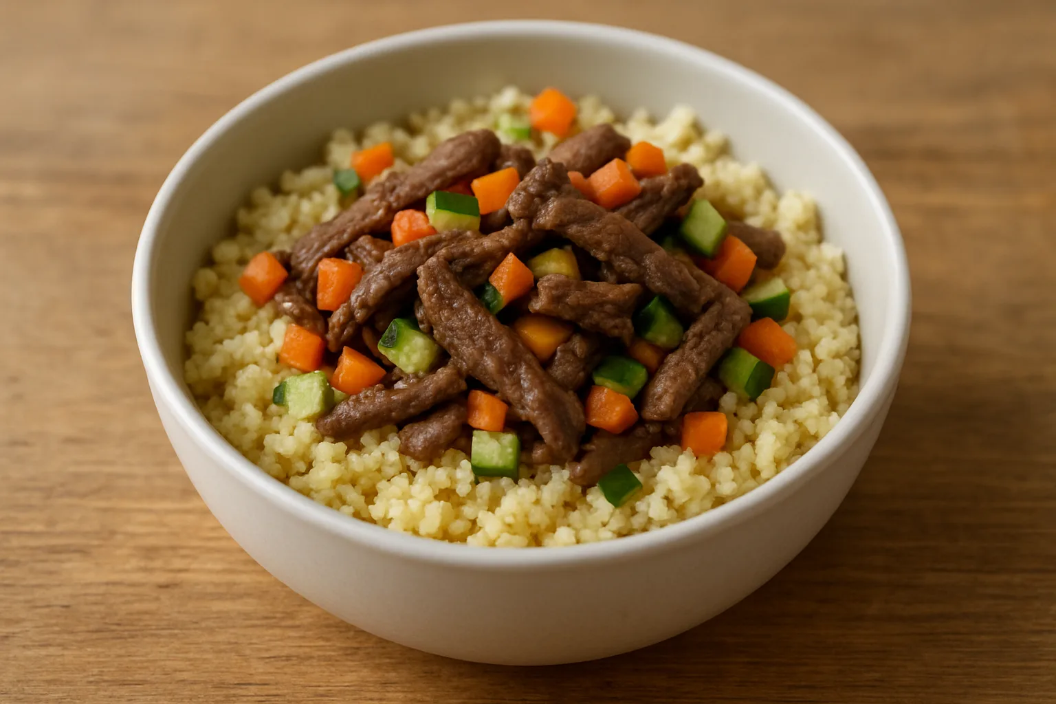 Rindfleisch-Gemüse-Couscous mit Möhre und Zucchini für Kleinkinder ab 12 Monaten