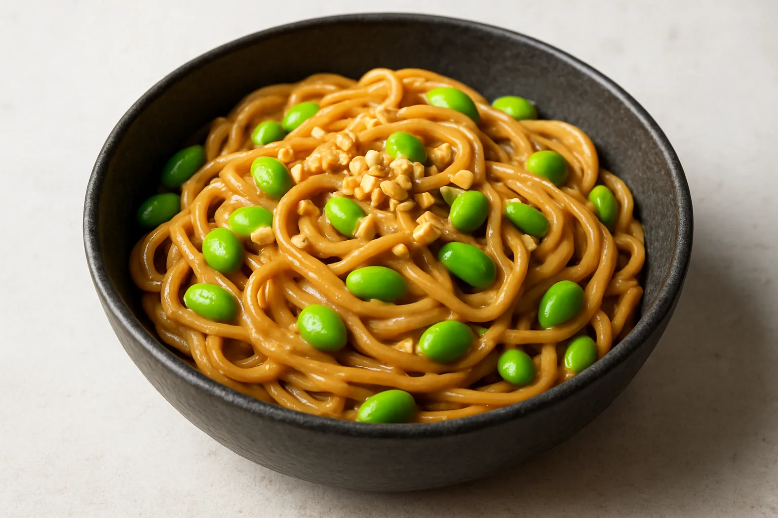 Edamame-Erdnuss-Nudeln mit Frühlingszwiebeln