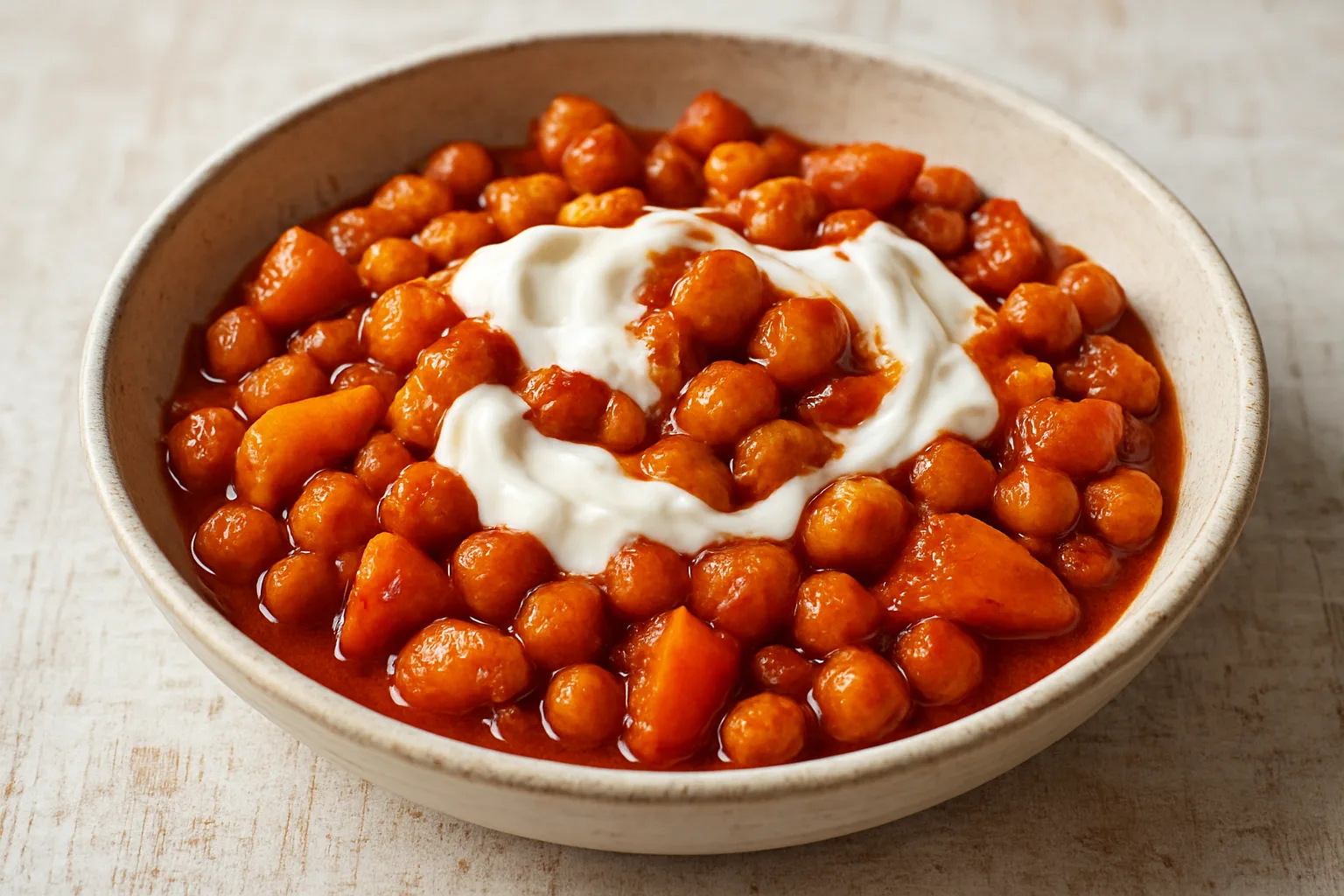 Harissa-Kichererbsen mit Aprikosen und Joghurt