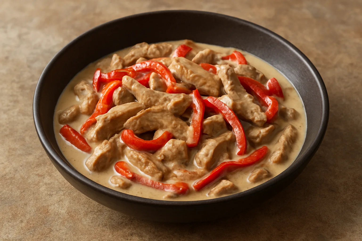Cremiges Schweinegeschnetzeltes mit Paprika