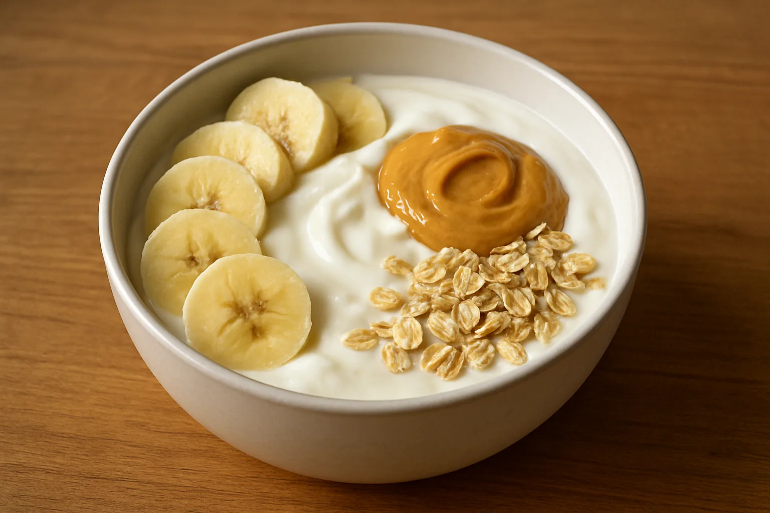 Skyr-Erdnuss-Bananen-Bowl mit Haferflocken
