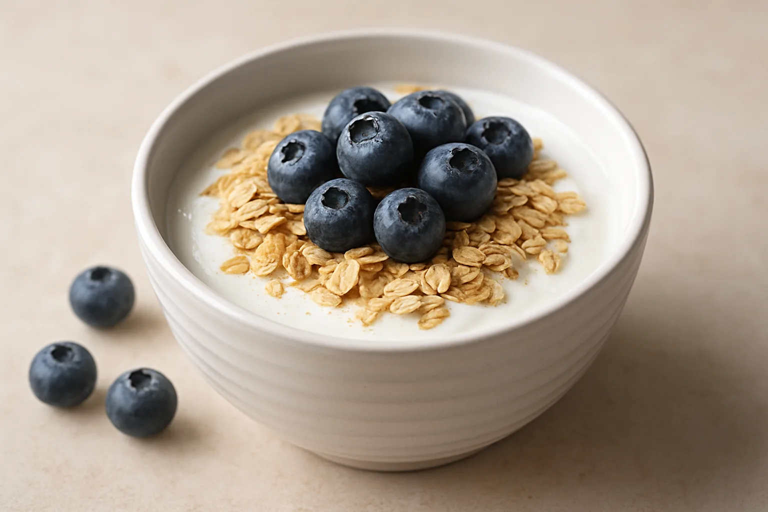 Kleine Schale Skyr-Hafer-Frühstück mit frischen Heidelbeeren