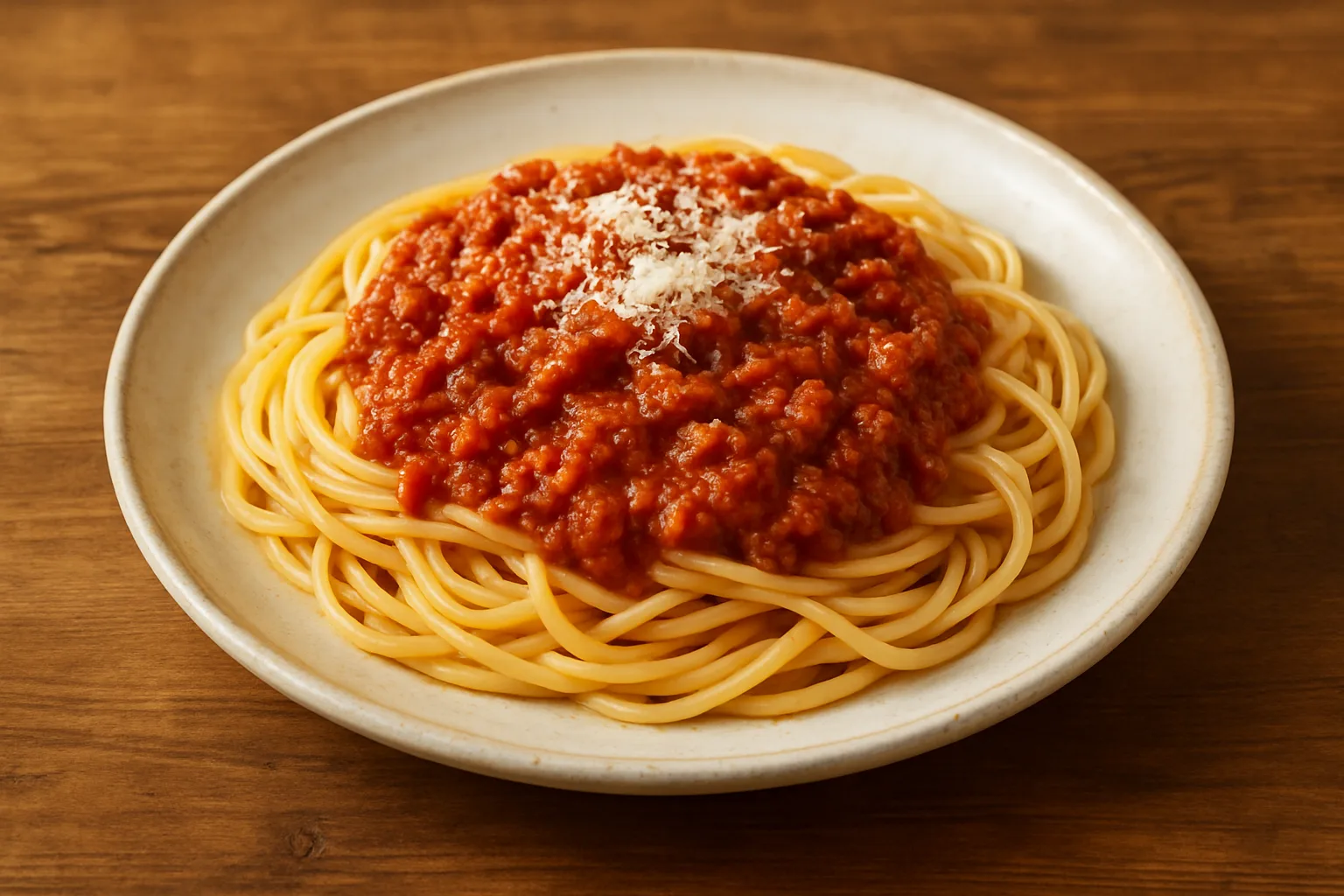 Klassische Spaghetti Bolognese mit Rinderhack und Parmesan