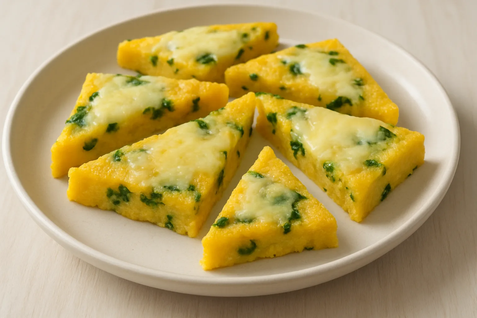 Weiche Spinat-Käse-Polenta-Schnitten für Kleinkinder ab 12 Monaten
