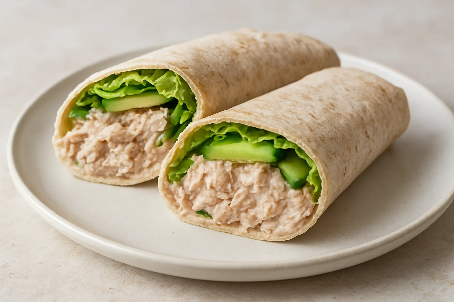 Thunfisch-Frischkäse-Wrap mit Gurke und Salat