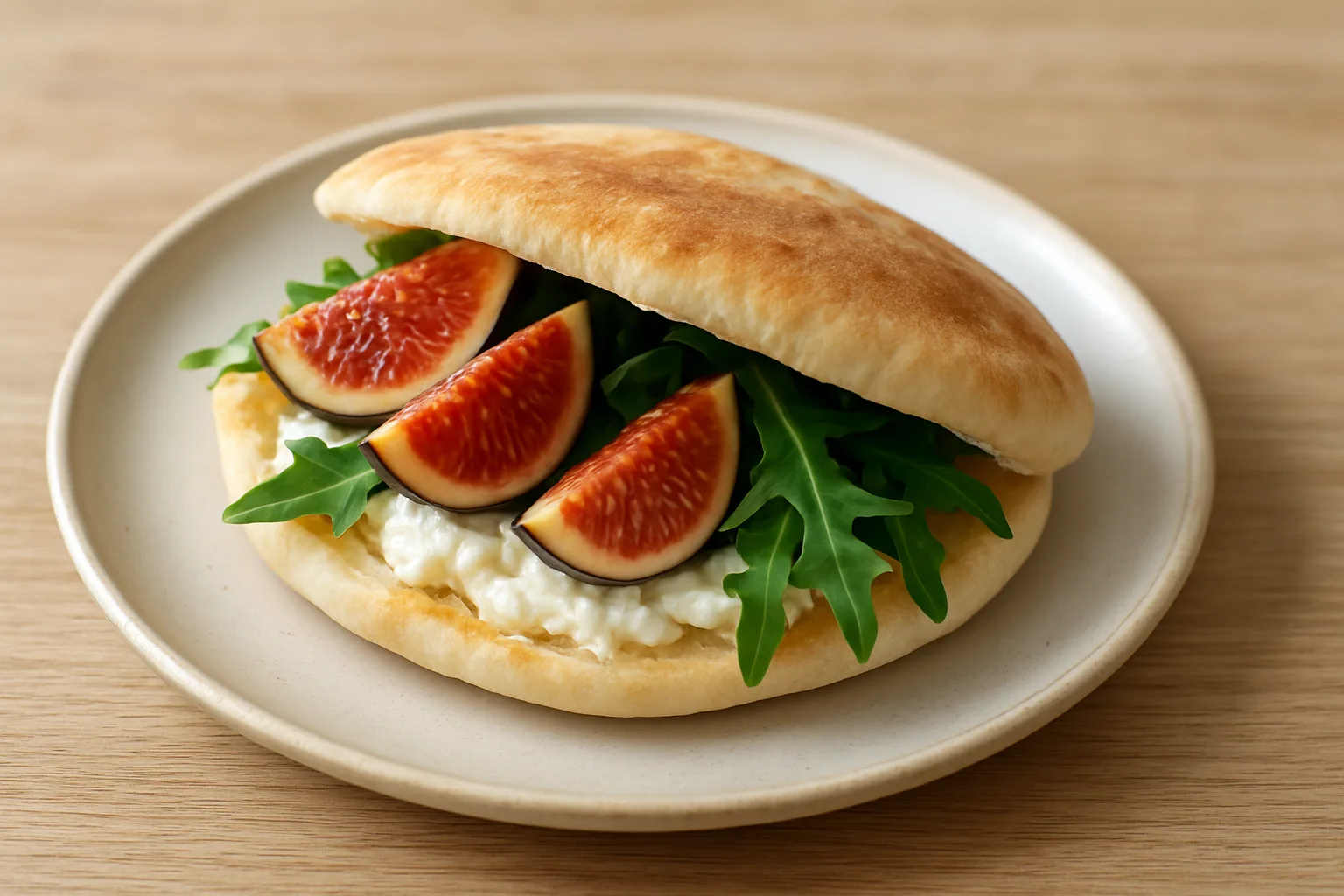 Warme Pita mit Ziegenkäse Feigen und Rucola