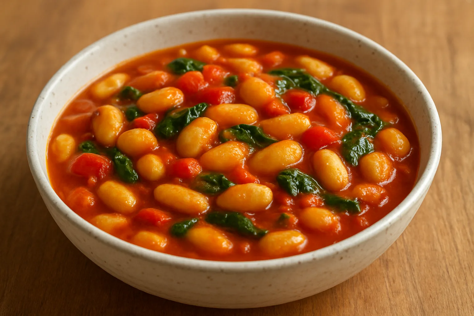 Weiße Bohnen in Tomatensauce mit Paprika und Spinat aus dem Ninja PossibleCooker