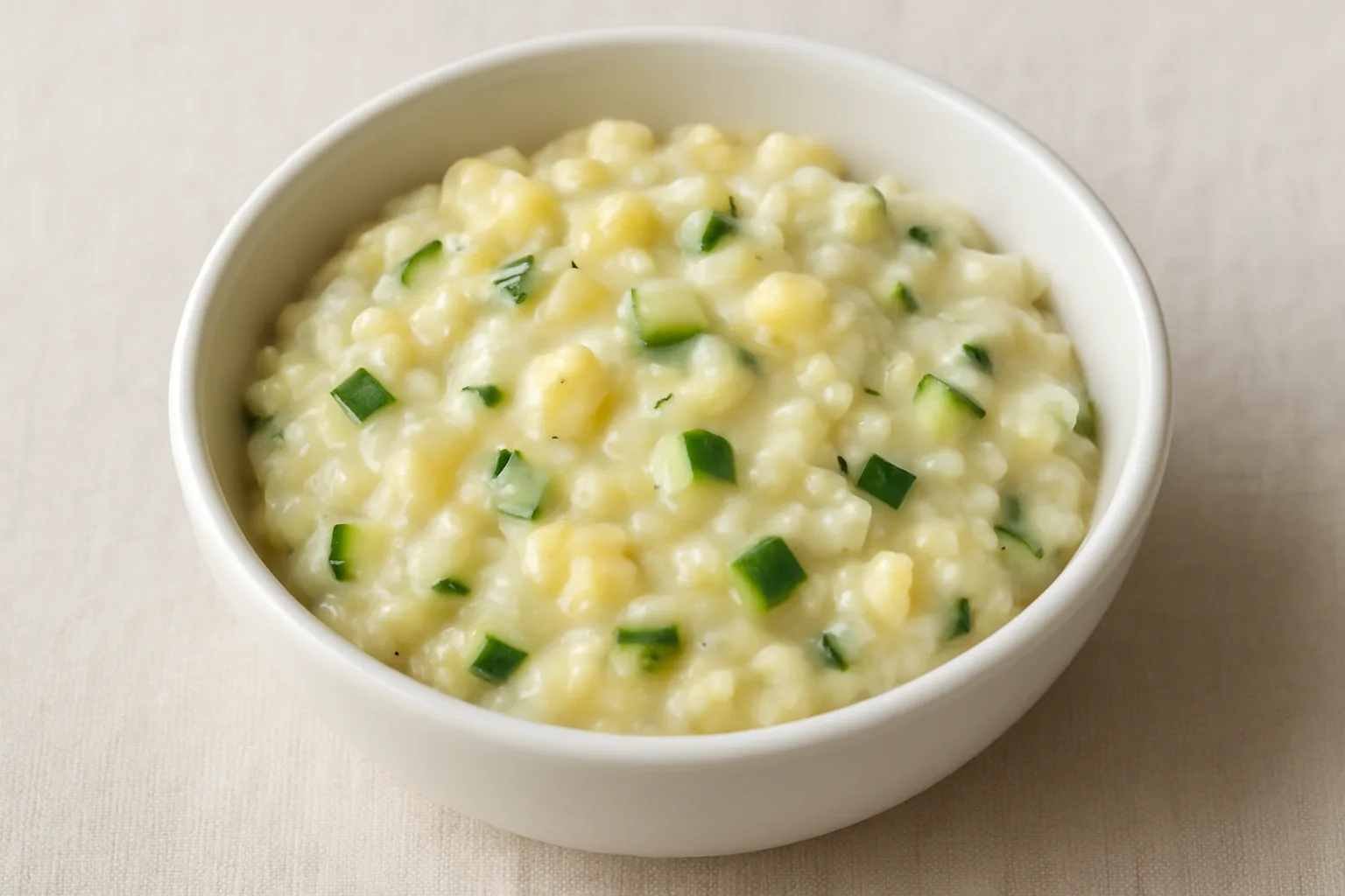 Cremiger Zucchini-Käse-Reis mit Ei für Kleinkinder